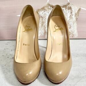 Christian Louboutin Filo120 Leather round Stilettos Heel Pump Beige Women 36 / 6